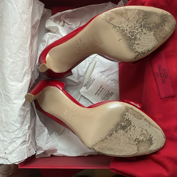 VALENTINO Garavani Red Bow Peep Toe Heels Size 36/6 - Picture 7 of 10